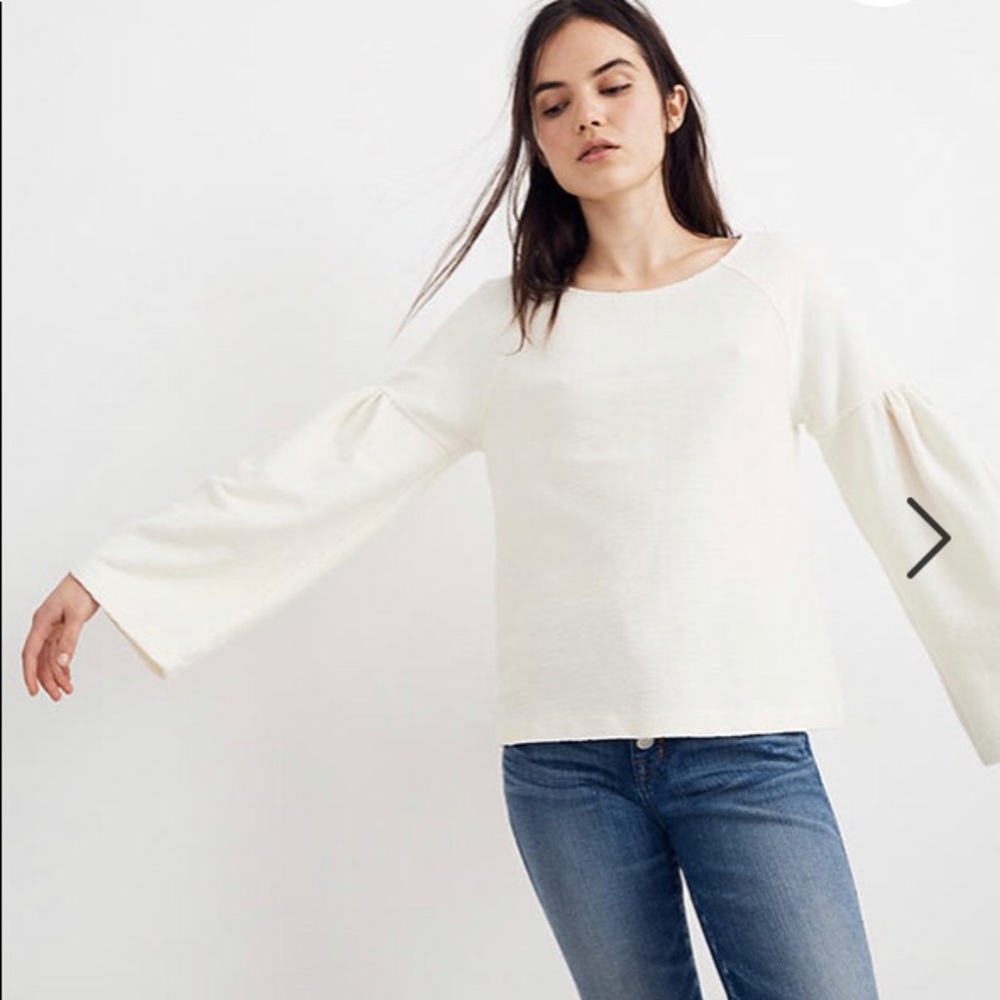 Madewell Texture and Thread White Shirred Top. XS